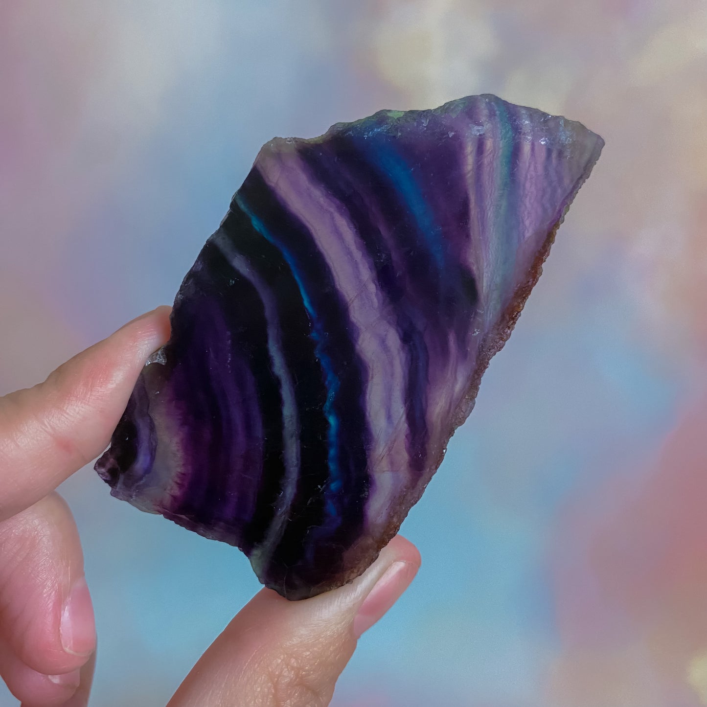 Raw Dark Rainbow fluorite slab