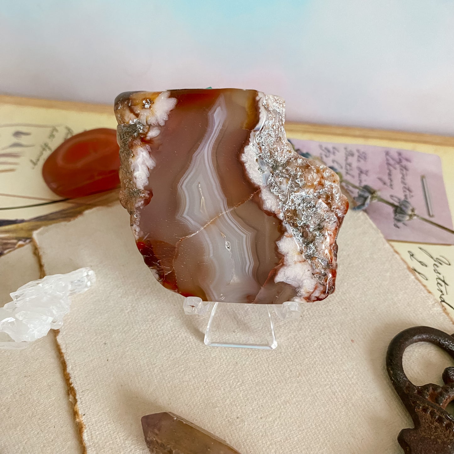 Flower agate Slice