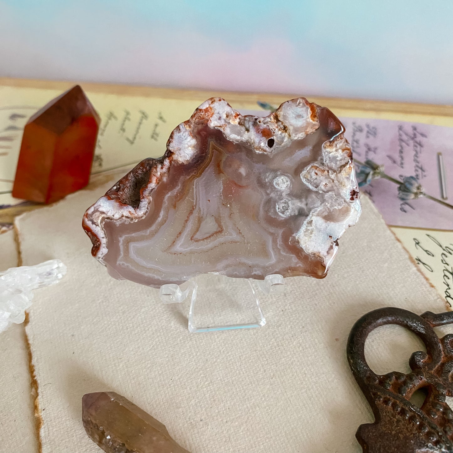 Flower agate Slice