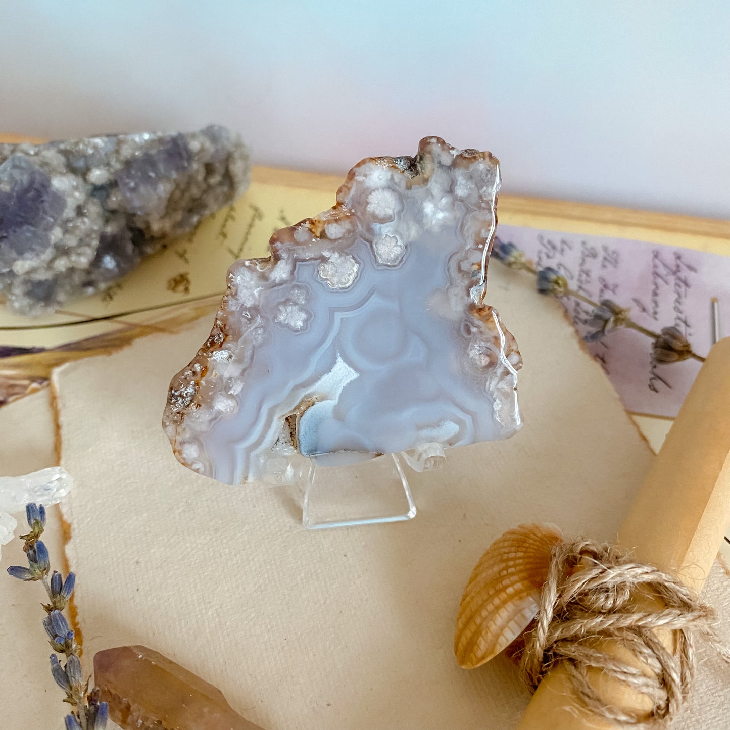 Blue Flower agate Slice