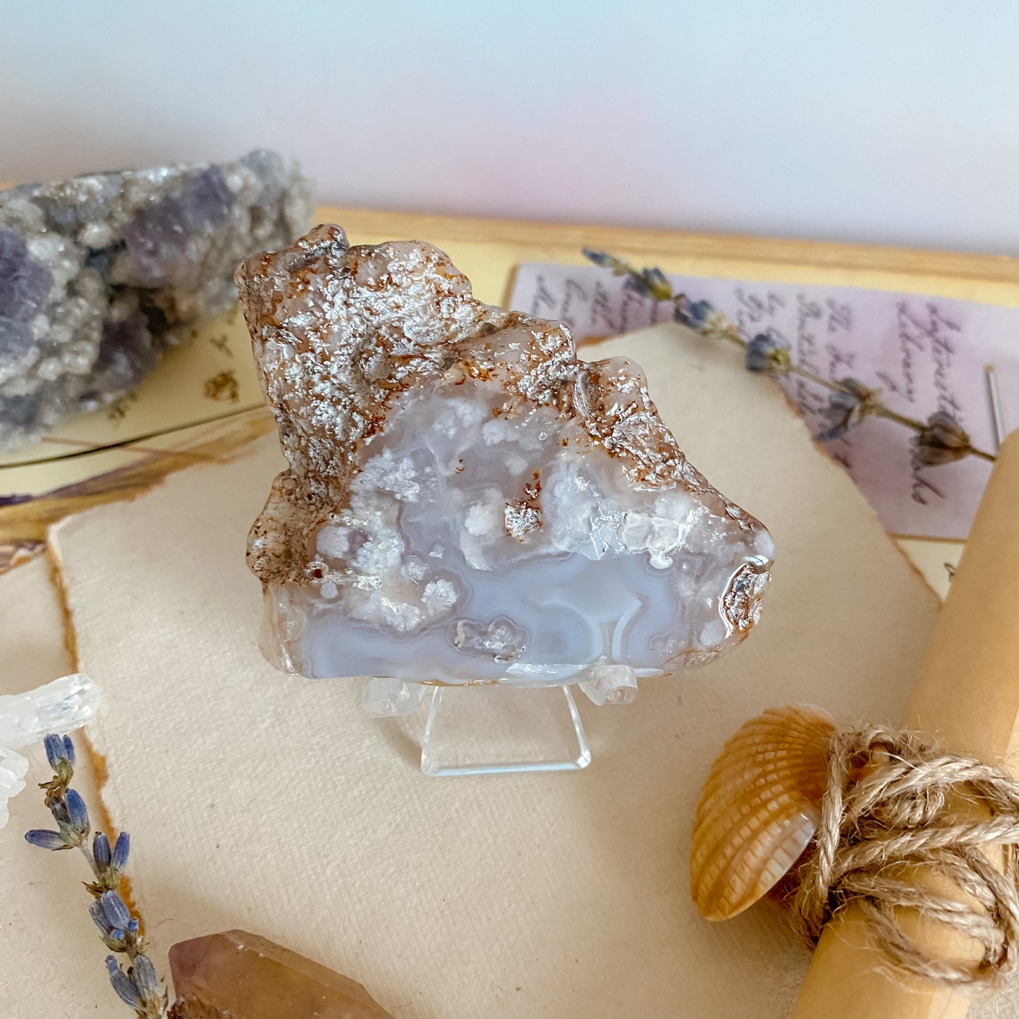 Blue Flower agate Slice