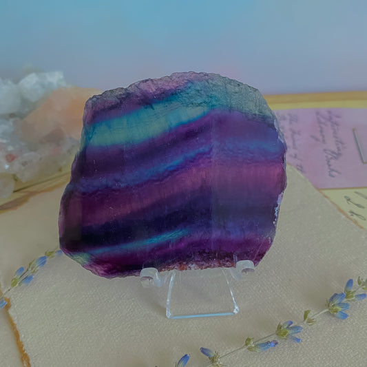 Raw Dark Rainbow fluorite slab