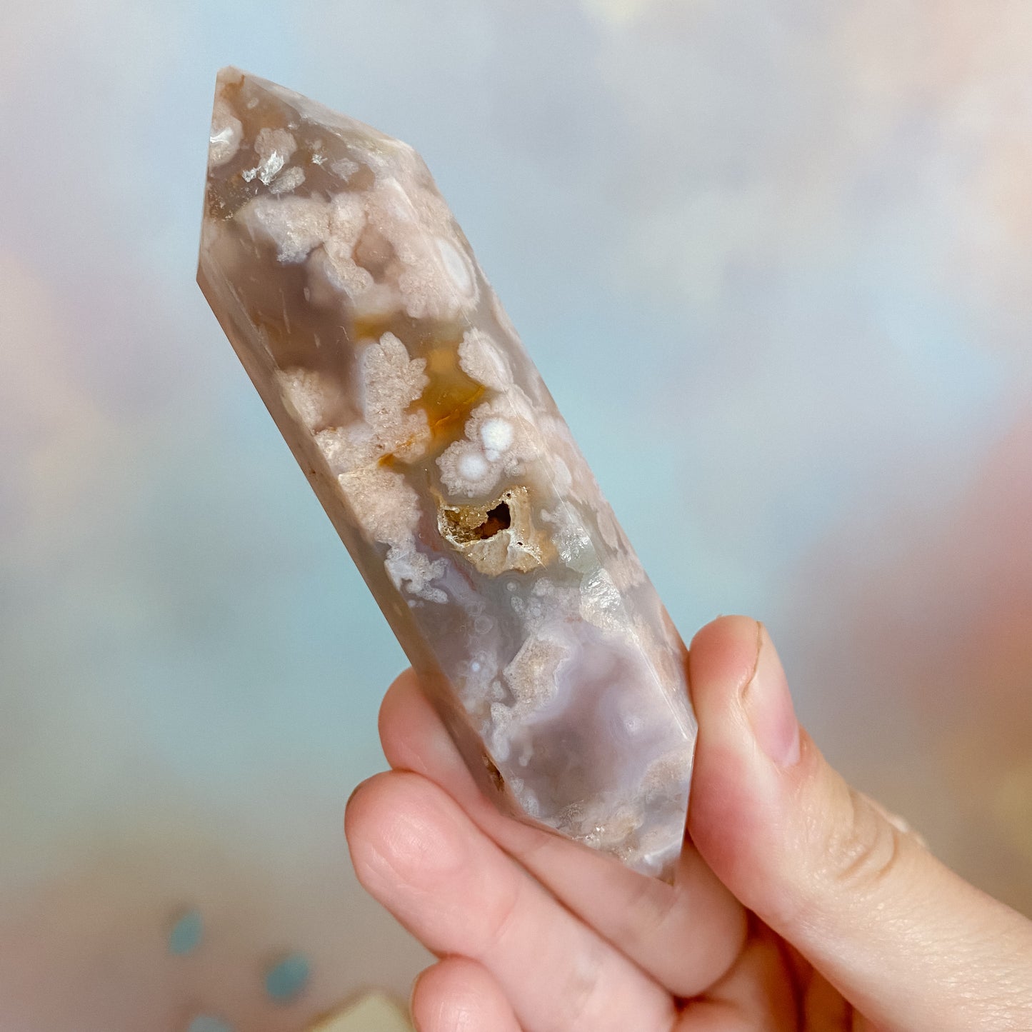 Flower Agate double terminated points