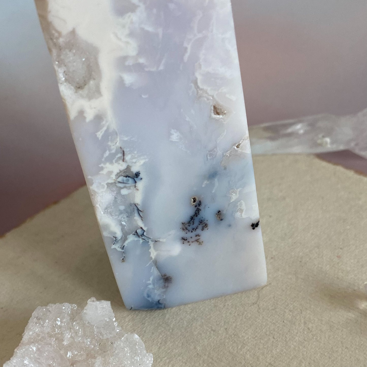 White Snow Agate Obelisk